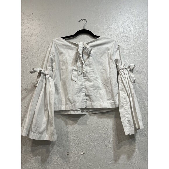 Free People So Obviously Yours Bell Sleeves Top Blouse in White MSRP $98 Size Xs - Picture 7 of 7
